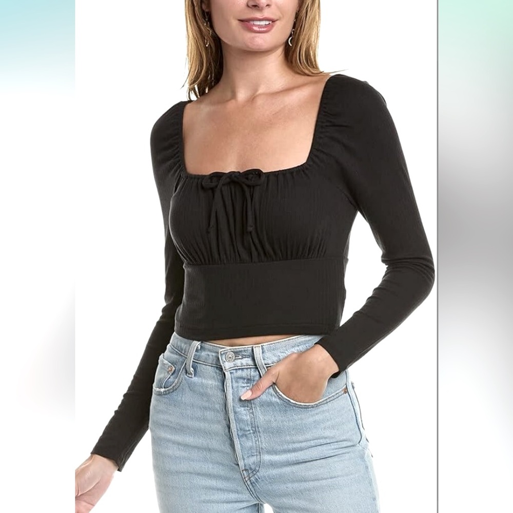 NWT Madewell Burleigh black square neck crop - medium